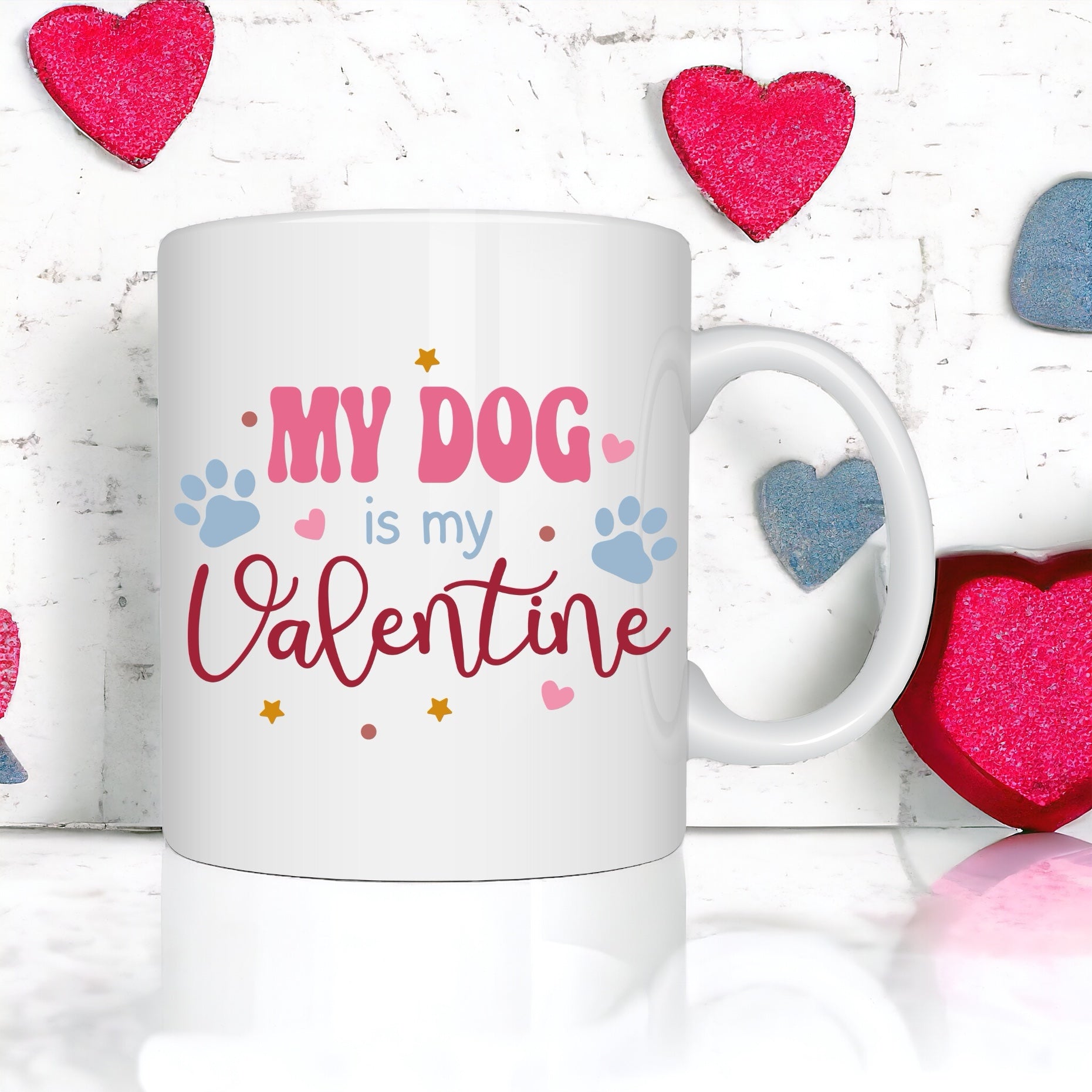 My Dog Is My Valentine - Retro Print Mug