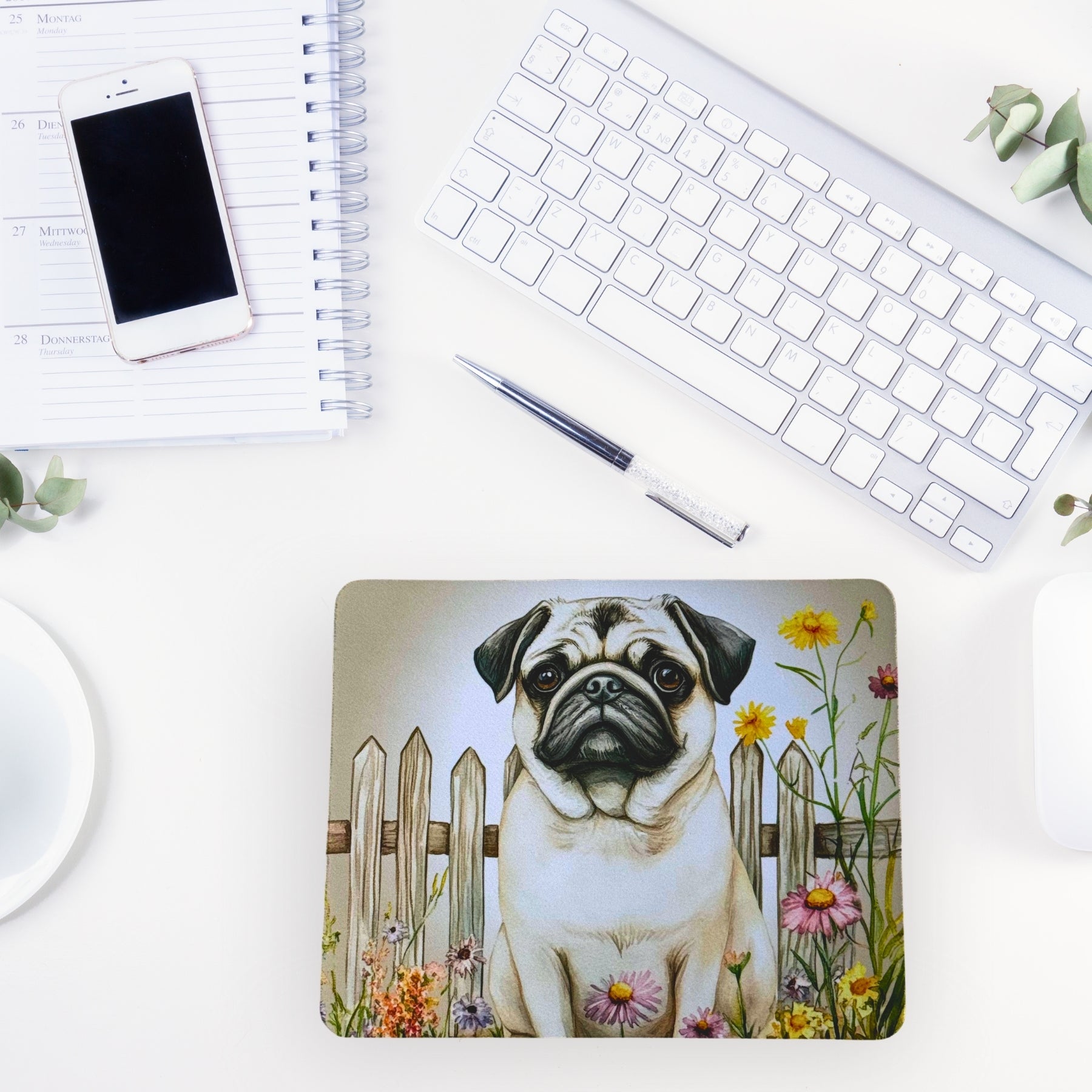 Mouse Pad - Pugs and Petal